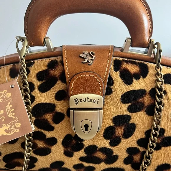 NWT Pratesi Firenze Lady Brunelleschi Leopard Calf Hair Bag - Picture 7 of 10